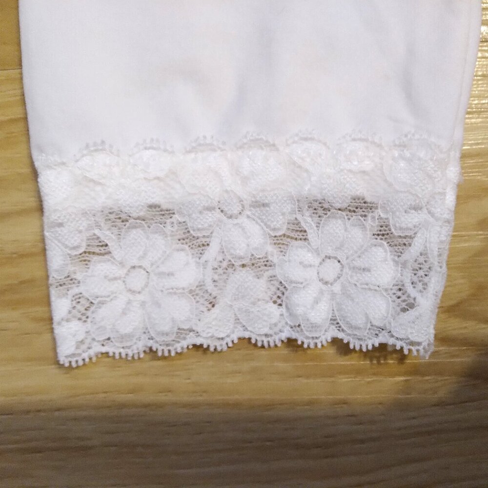 White, Capri-Length, Tights with Lace Trim - Junior's Size M/L - NWT
